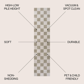 Hand Modern Geometric Checkerboard High-Low Area Rug